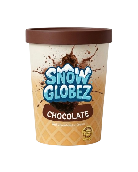 Snow Globez Chocolate — chocolate shell with chocolate ice cream center