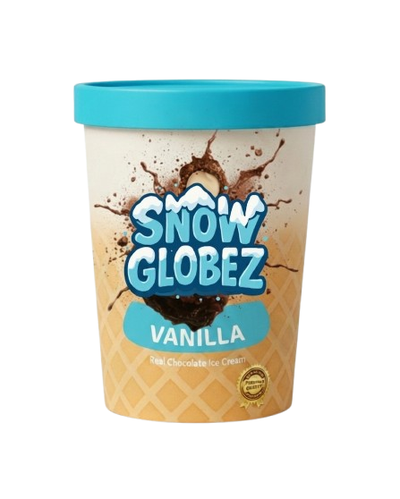 Snow Globez Vanilla — chocolate shell with vanilla ice cream center